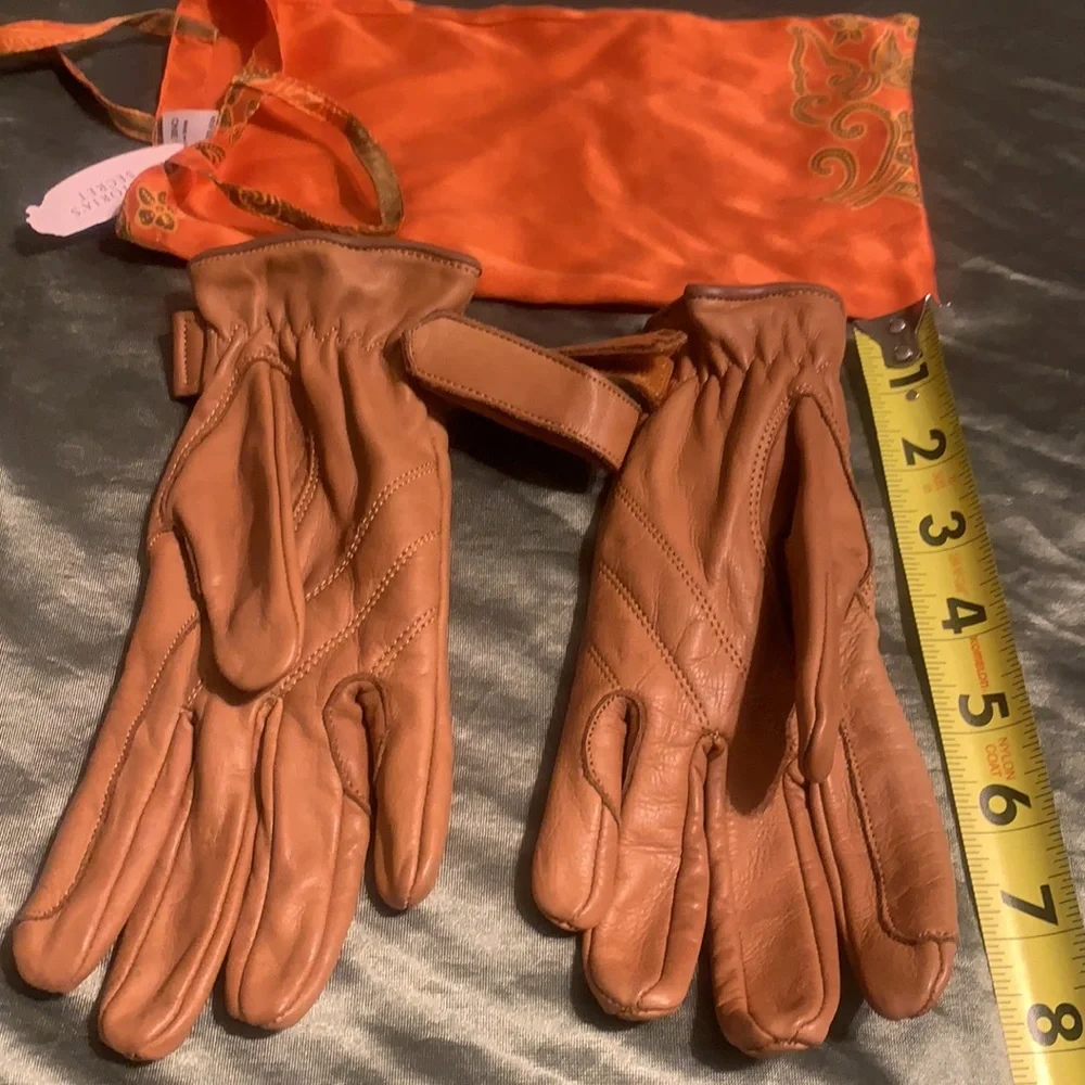 LEATHER GLOVES SZ LARGE MADE IN PAKISTAN CAMEL COGNAC GORGEOUS WHISKEY - Picture 5 of 16